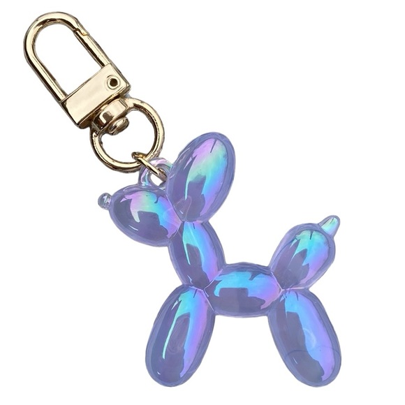 Light Purple Iridescent Multichrome Balloon Dog Bag Charm Keychain - Picture 3 of 10